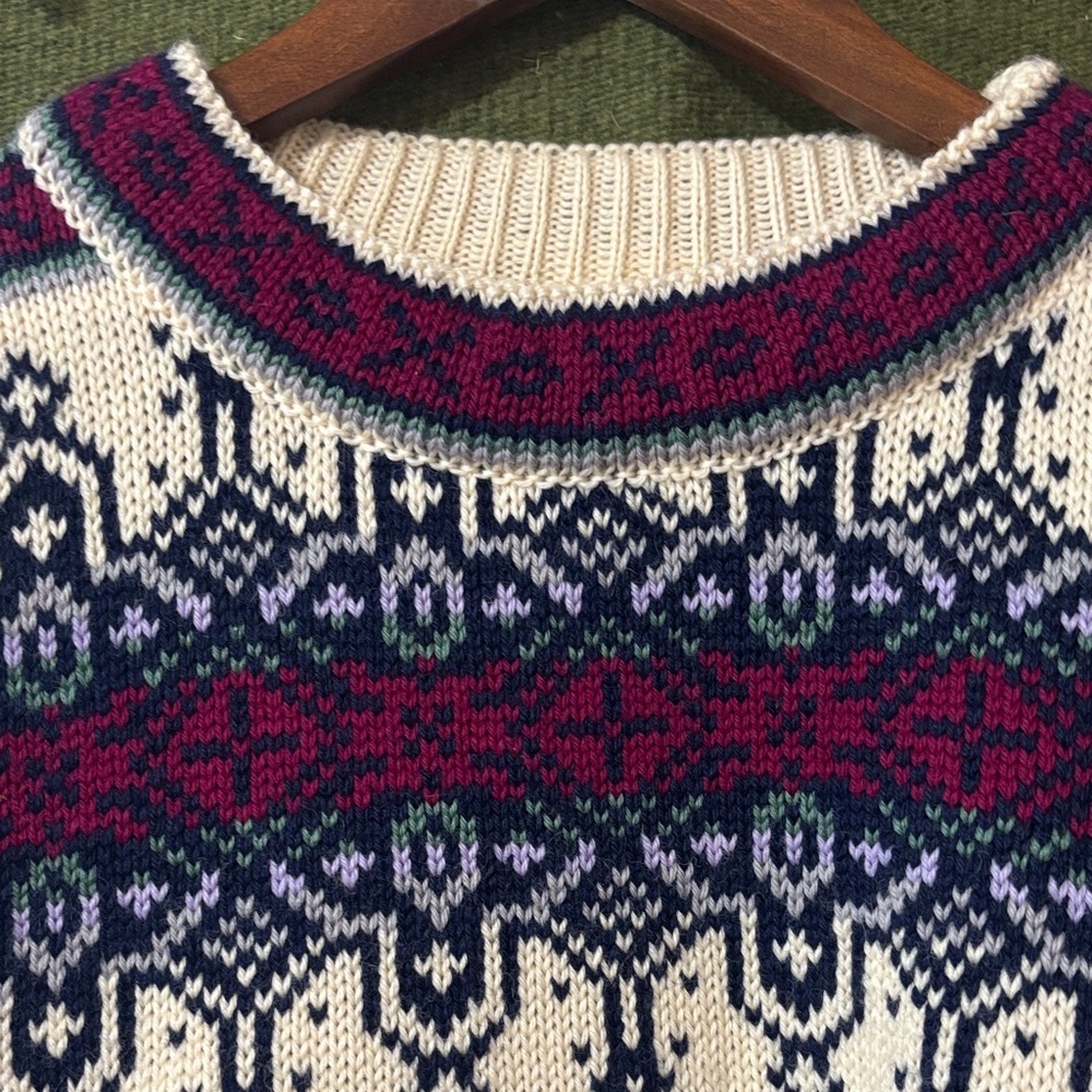 Dale of Norway Nordic Pattern Sweater Cream 100% wool made in Norway - Picture 7 of 13